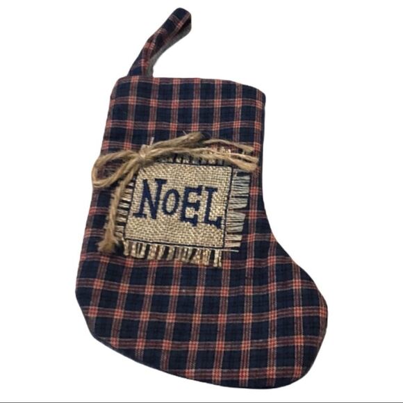 Plaid Christmas Stocking Blue Holiday Decorations - Picture 1 of 16